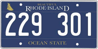 RI license plate 229301