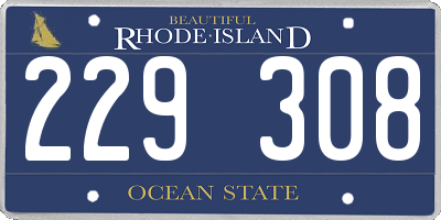 RI license plate 229308