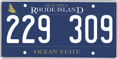 RI license plate 229309