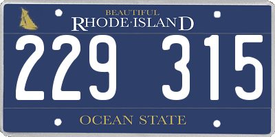 RI license plate 229315