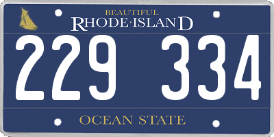 RI license plate 229334