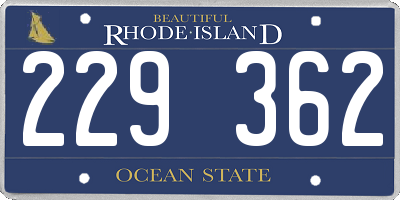 RI license plate 229362