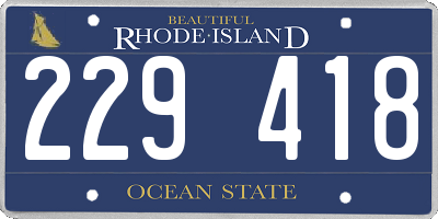 RI license plate 229418