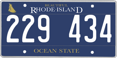 RI license plate 229434