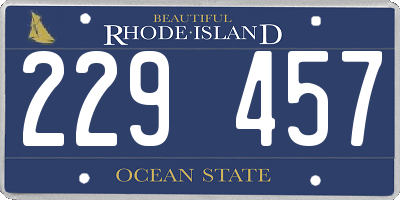 RI license plate 229457