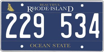 RI license plate 229534