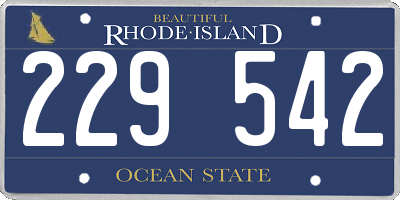 RI license plate 229542