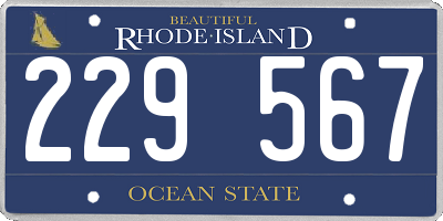 RI license plate 229567