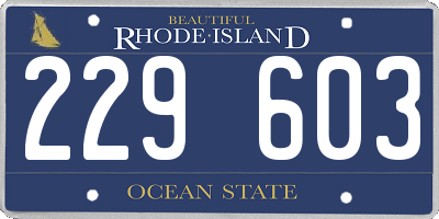 RI license plate 229603