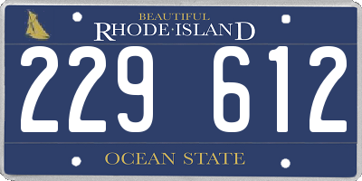 RI license plate 229612
