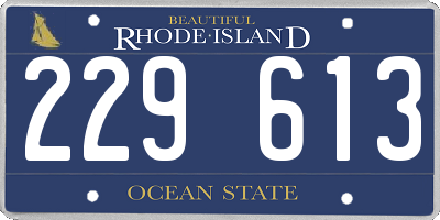 RI license plate 229613