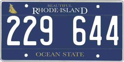 RI license plate 229644