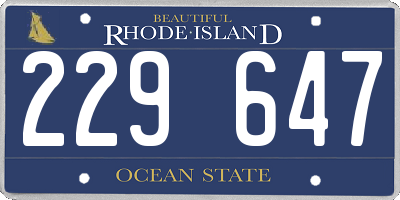 RI license plate 229647