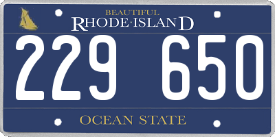RI license plate 229650