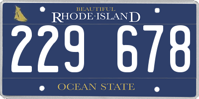 RI license plate 229678