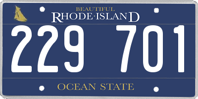 RI license plate 229701