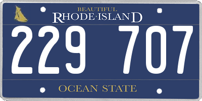 RI license plate 229707
