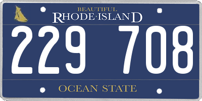 RI license plate 229708