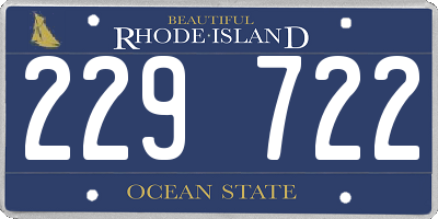 RI license plate 229722