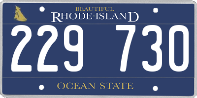 RI license plate 229730