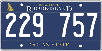RI license plate 229757