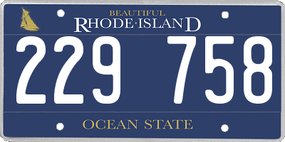 RI license plate 229758