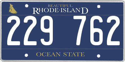 RI license plate 229762