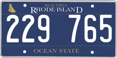 RI license plate 229765