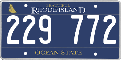RI license plate 229772