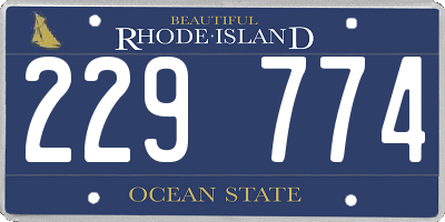 RI license plate 229774