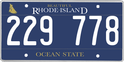 RI license plate 229778
