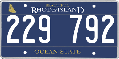 RI license plate 229792