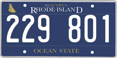 RI license plate 229801