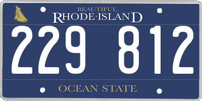RI license plate 229812