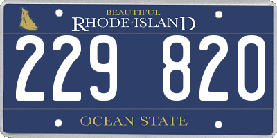 RI license plate 229820