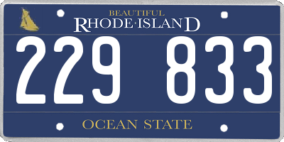 RI license plate 229833