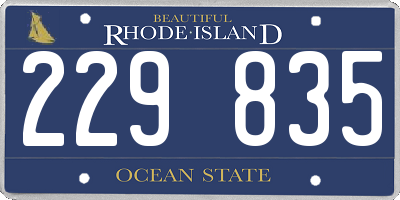 RI license plate 229835