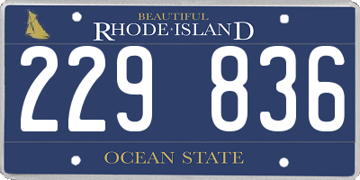 RI license plate 229836