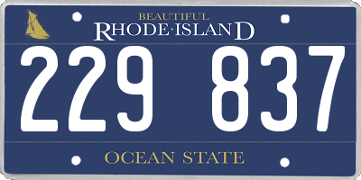RI license plate 229837