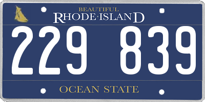 RI license plate 229839