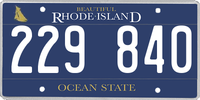 RI license plate 229840