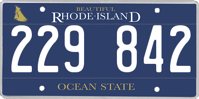 RI license plate 229842
