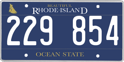 RI license plate 229854
