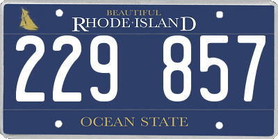 RI license plate 229857