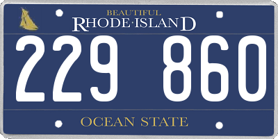 RI license plate 229860