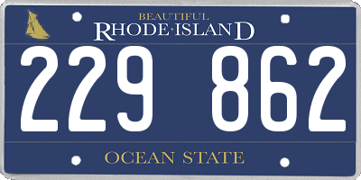RI license plate 229862