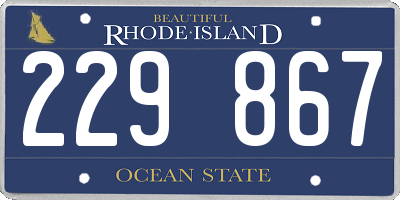 RI license plate 229867