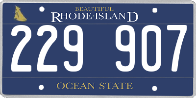 RI license plate 229907