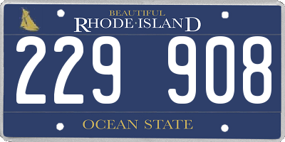 RI license plate 229908
