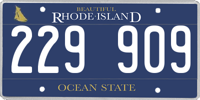 RI license plate 229909